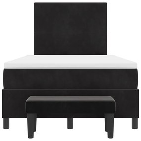 Boxspring Ágy Matraccal &amp; Pad Fekete 120x190 cm Bársony