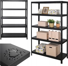 Tárolószekrény fém polcok 180x120x40 100 kg/p garázs fekete