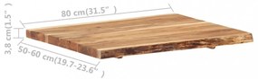 tömör akácfa asztallap 80 x (50-60) x 3,8 cm