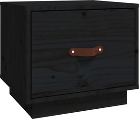 vidaXL fekete tömör fenyőfa éjjeliszekrény 40 x 34 x 35 cm