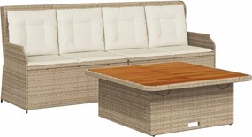 vidaXL 3 részes bézs polyrattan kerti ülőgarnitúra párnákkal