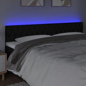fekete szövet LED-es fejtámla 200x7x78/88 cm