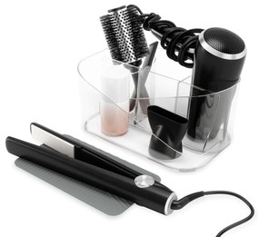 GLAM HAIR TOOL ORGANIZER pipere tartó, hajszárító- és fésűtartó, asztali rendszerező átlátszó