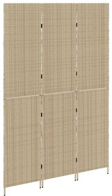 3 paneles válaszfal, hajtogatható, bézs, 146x200 cm, poli rattan