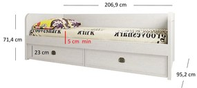 Egyszemélyes ágy 90 cm Marlene 2S (vintage fenyőfa) (ágyráccsal). 1053037