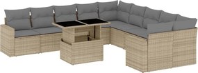 vidaXL 11 részes bézs polyrattan kerti ülőgarnitúra párnákkal