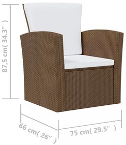 16 részes barna polyrattan kerti ülőgarnitúra párnákkal