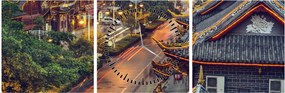 Kép - Qintai Road, Chengdu, Kína (órával) (90x30 cm)
