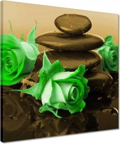 Vászonkép 40x40 Zöld rózsák bronzban