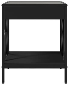 fekete végtelen hatású LED-es dohányzóasztal 40 x 40 x 49 cm
