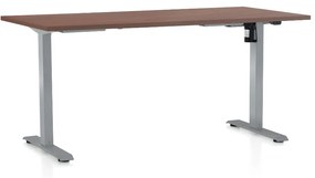 OfficeTech A állítható magasságú asztal, 160 x 80 cm, szürke alap, dió