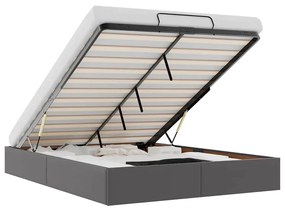 Ottomán ágykeret matrac nélkül szürke 140x190 cm műbőr