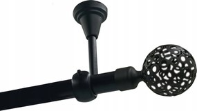 Függönykarnis szimpla Fém Mennyezeti 19mm Fekete Matt 140cm Gömb Áttört Kerekek Nélkül