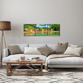 Kép - Shanghai, hotel, park (órával) (90x30 cm)