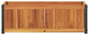 tömör akácfa és acél kerti virágtartó 80 x 30 x 27,5 cm