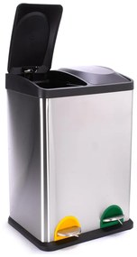 Matt ezüstszínű acél szelektív pedálos szemetes 2x20 l Tri Selectif – MSV