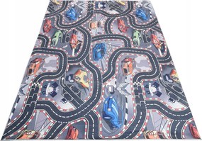 Gyerekszőnyeg Printed 140x200 Nyomtatott Színes Autók Utcák Verseny