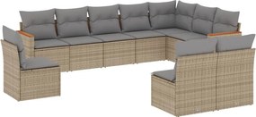 vidaXL 10 részes vegyes bézs polyrattan kerti ülőgarnitúra párnákkal