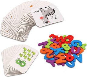 Betűk és számok angol nyelvű oktatójáték kártyákkal