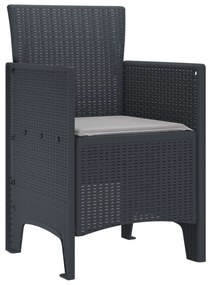 vidaXL Kerti Szék párnával 2 pcs Antracit 53 x 49 x 85 cm Polipropilén