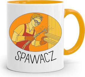 Sárga Bögre Ajándék Hegesztőnek Hegesztő Nyomtatott Fotóval