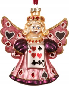 Angyalka gömb rózsaszín kártyával 13,5cm