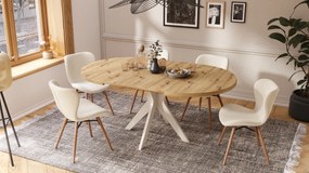 MAZZONI EXPORT ALTEA Crème (tissu Monza 90)/pieds en chêne naturel - CHAISE MODERNE BOUCLÉ POUR SALON/SALLE À MANGER/CUISINE/BUREAU