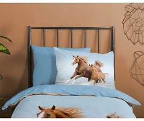 Kék egyszemélyes pamut gyerek ágyneműhuzat 140x200 cm Free – Good Morning