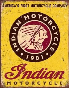 Fém tábla INDIAN MOTORCYCLES - Since 1901, (31.5 x 40 cm)