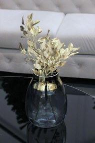 Szürke üveg váza arany peremmel 23cm