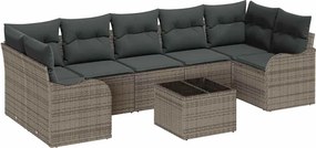 vidaXL Kerti Kanapé Szett Szürke 55 x 55 x 37 cm polirattan