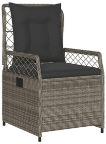 3 részes szürke polyrattan kerti étkezőgarnitúra párnával