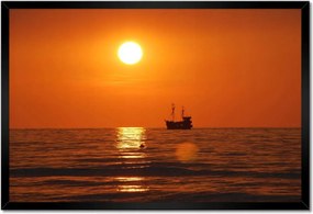 Poszterek keretben 60x40 Naplemente hajóval