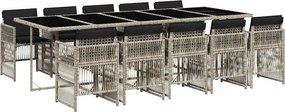 vidaXL 11 részes világosszürke polyrattan kerti ülőgarnitúra párnákkal