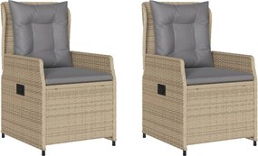 vidaXL 2 db bézs polyrattan dönthető kerti szék