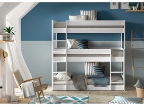 Fehér emeletes borovi fenyő gyerekágy 90x200 cm Scott – Vipack