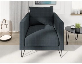 Sötétszürke zsenília fotel Freya – Ropez