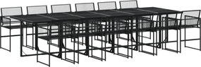 vidaXL 13 részes fekete polyrattan kerti étkezőgarnitúra