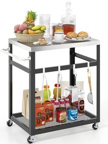 2 szintes rozsdamentes acél grillkocsi