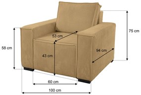 Kialakítás SMART SET fotel lábtartóval, mustárszínű