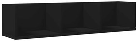 fekete szerelt fa faliszekrény 75x18x16,5 cm