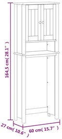 BERG fekete tömör fa WC feletti tároló 60 x 27 x 164,5 cm