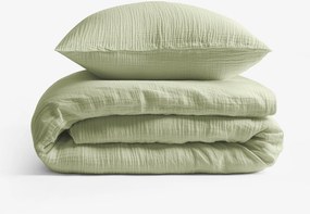 Goldea muszlin ágyneműhuzat – világos zsályaszínű 150 x 200 és 50 x 60 cm