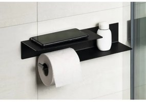 Sapho - WC-papírtartó polccal 9,5x35 cm matt fekete