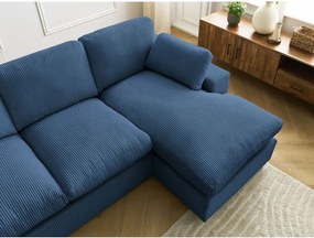 Kék kordbársony sarokkanapé Belair – Bobochic Paris