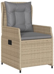 7 Darabos Kerti Étkezőszett Bézs Poli Rattan, Kerti Asztal Fekete 200x80x73 cm Edzett Üveg