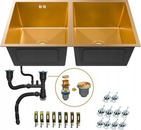 Nano Gold Pvd Kétrekeszes Mosogató 80x45x22 cm