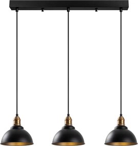 Varzan 10860 fekete-antik fém függőlámpa, 70 x 21 cm, 3 izzós