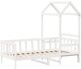 fehér tömör fenyőfa kanapéágy tetővel 80 x 200 cm
