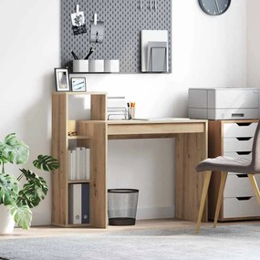 Asztal polcokkal kézműves tölgy 100 x 40 x 90 cm Faanyag
